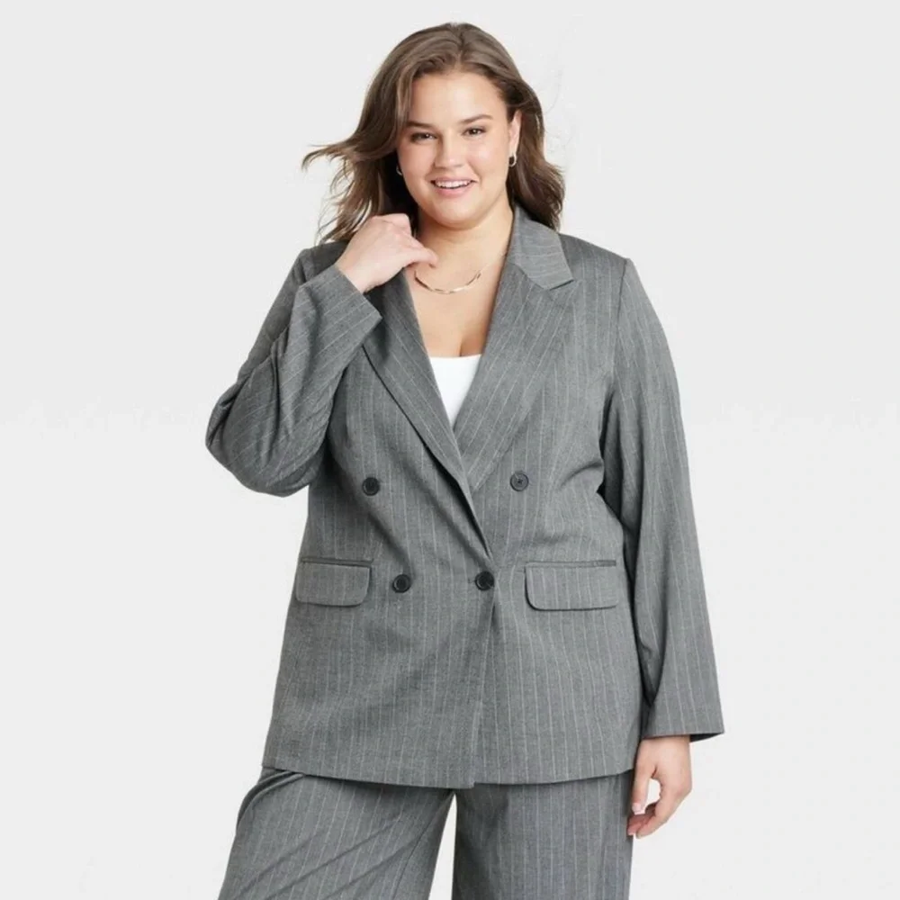 A New Day Double Breasted Pinstripe Blazer, Size XXL - NWT
